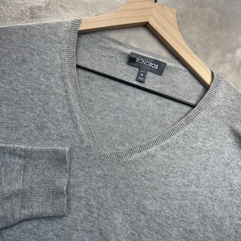 Bonobos Sweater Mens M Slim V-Neck Cashmere Blend Pullover Lightweight